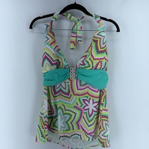 Tara Grinna Women’s 38 14 Halter Swim Top Multicolor Boho Tankini Artsy‎ Beach